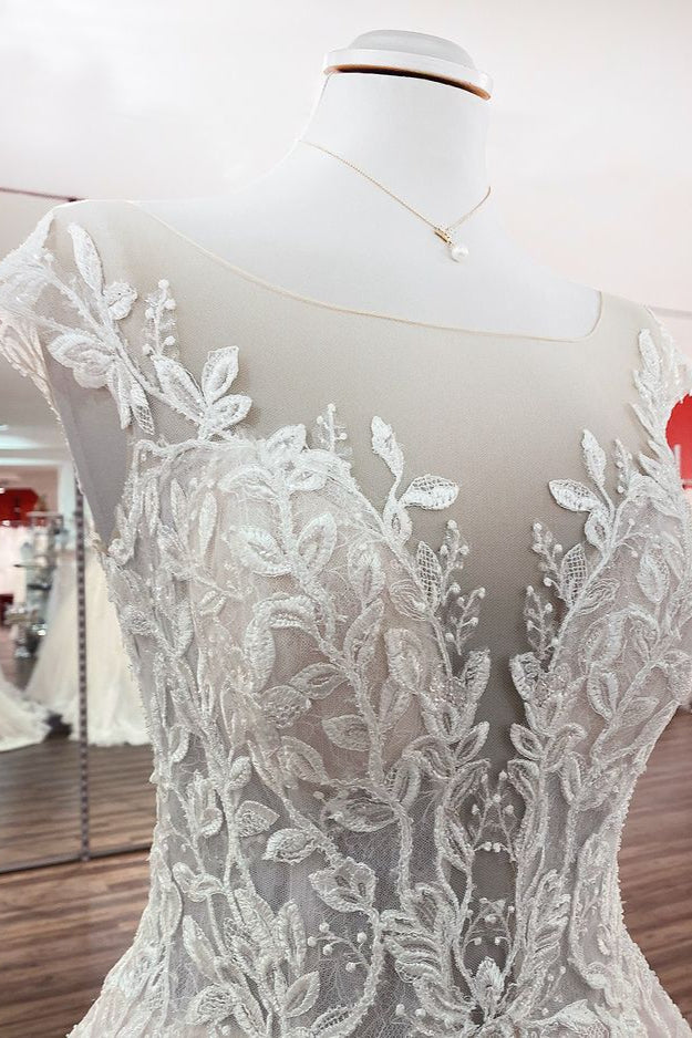 Schöne Brautkleider A Linie Hochzeitskleid Lang mit Spitze