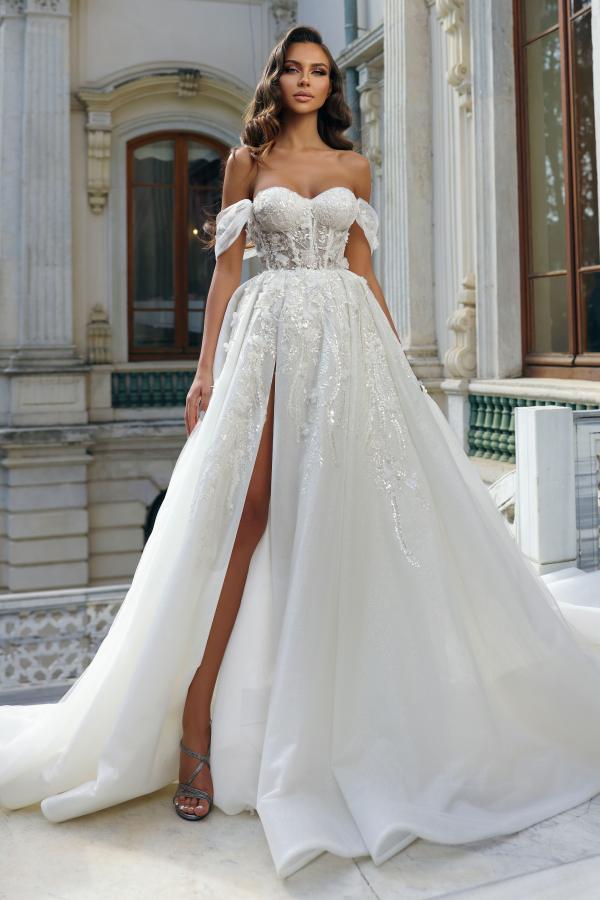 Ausgefallene Brautkleider Spitze Hochzeitskleider A-Linie