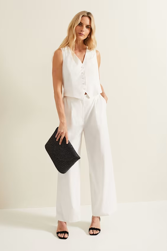 Damenmode-Overall mit weitem Bein, weiß, modisch, ärmellos, sexy, V-Ausschnitt