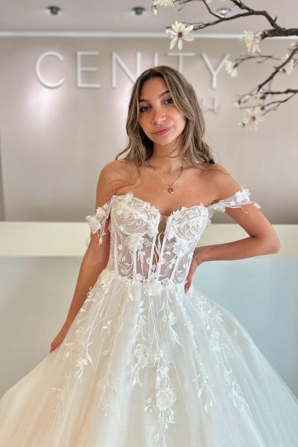 Brautkleid Spitze Hochzeitskleider A-Linie Lang