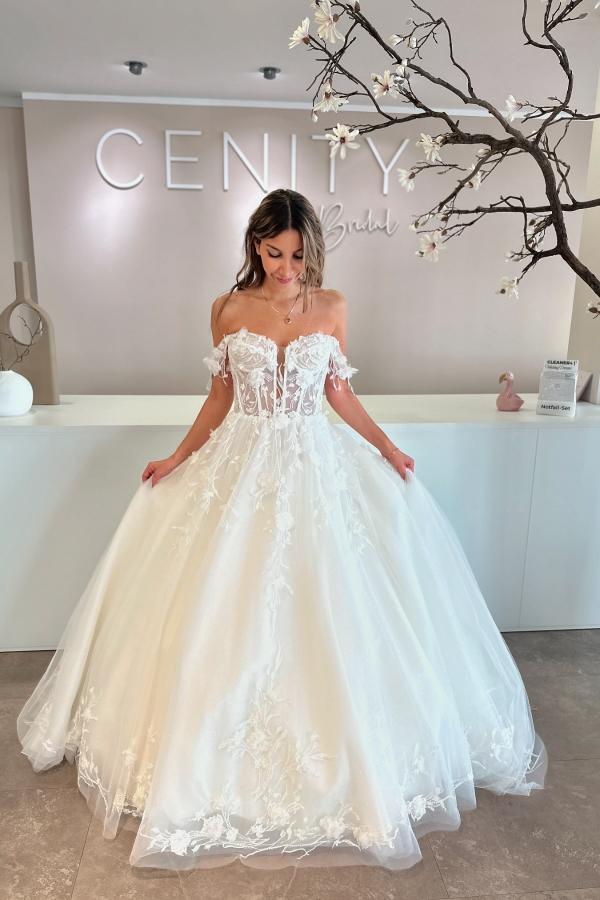 Brautkleid Spitze Hochzeitskleider A-Linie Lang