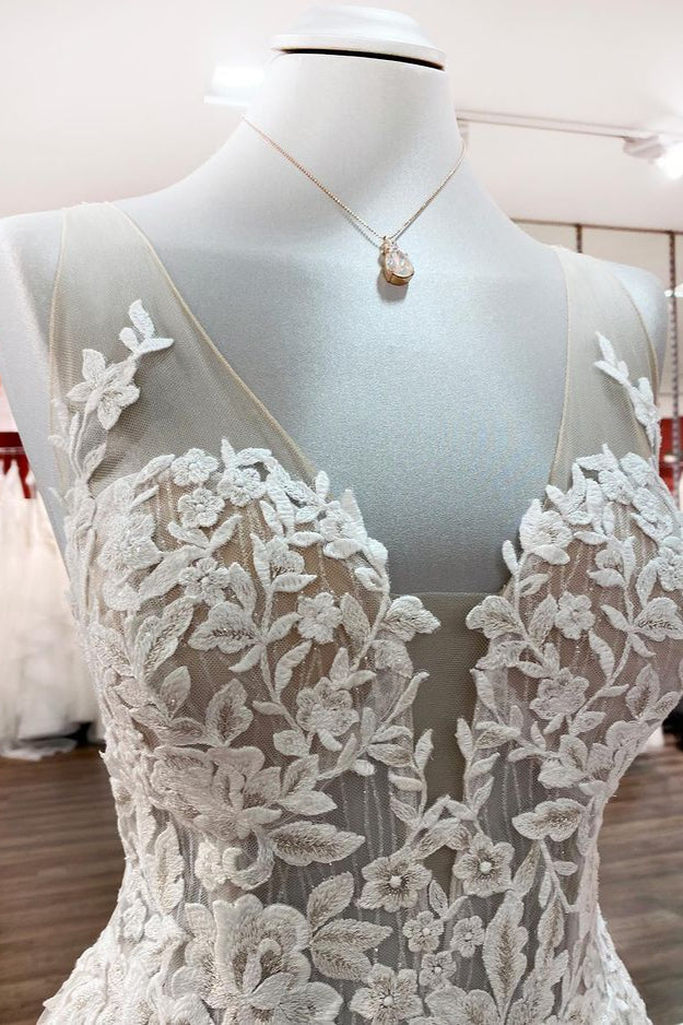 Romantic Brautkleider A Linie Hochzeitskleider mit Spitze