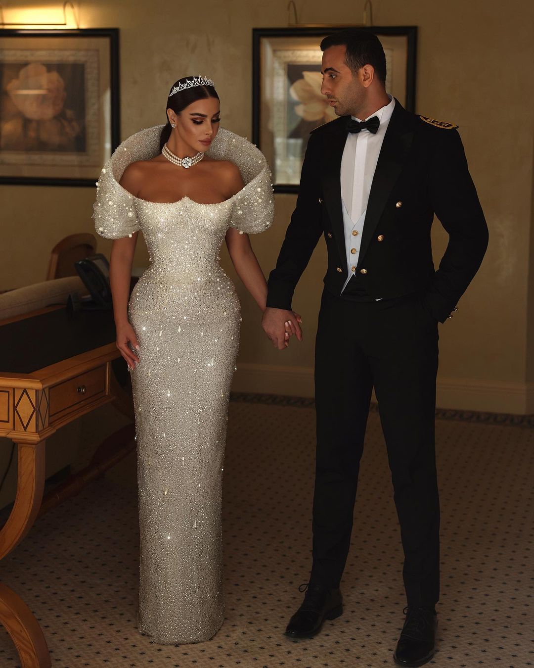 Weißes Brautkleid Meerjungfrau Hochzeitskleider mit Glitzer
