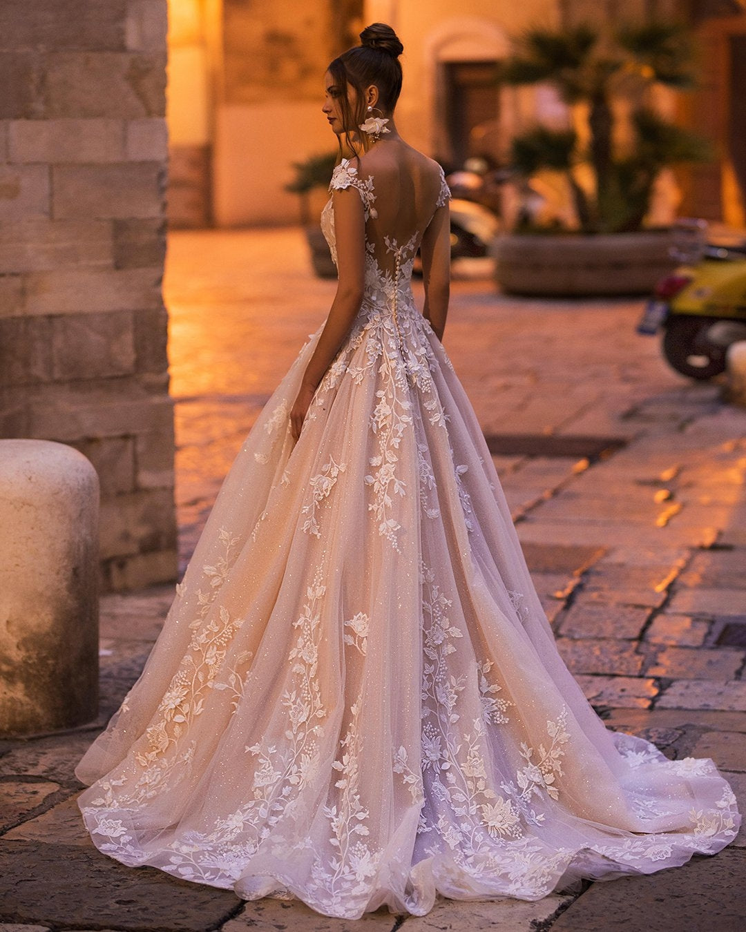 Schöne Hochzeitskleider mit Spitze Brautkleid A-Linie