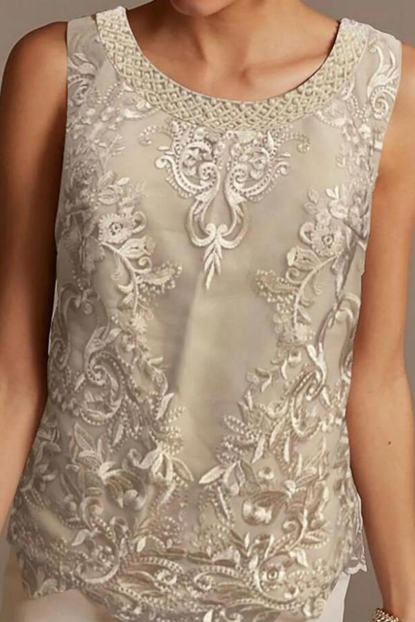 Brautmutterkleider 3 Teilige mit Spitze Chiffon Brautmutter Hosenanzüge