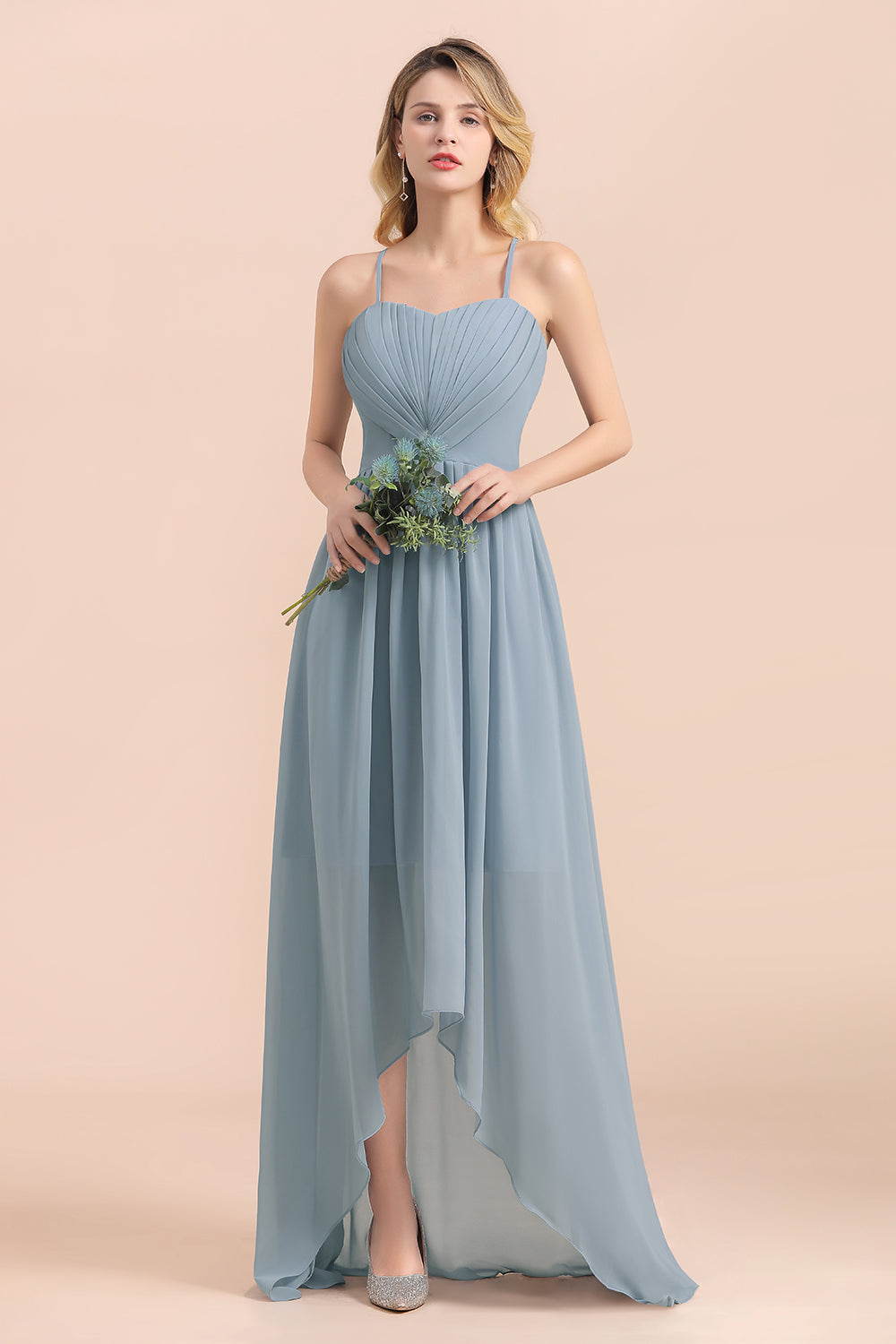 Suchen sie bei babyonlinedress.de Brautjungfernkleider Lang Blau. Chiffon Kleider Hochzeitsgäste Kleider für Sie zur Hochzeit gehen.