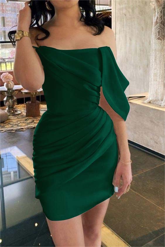 Elegantes, schulterfreies, weißes Heimkehrkleid mit Falten