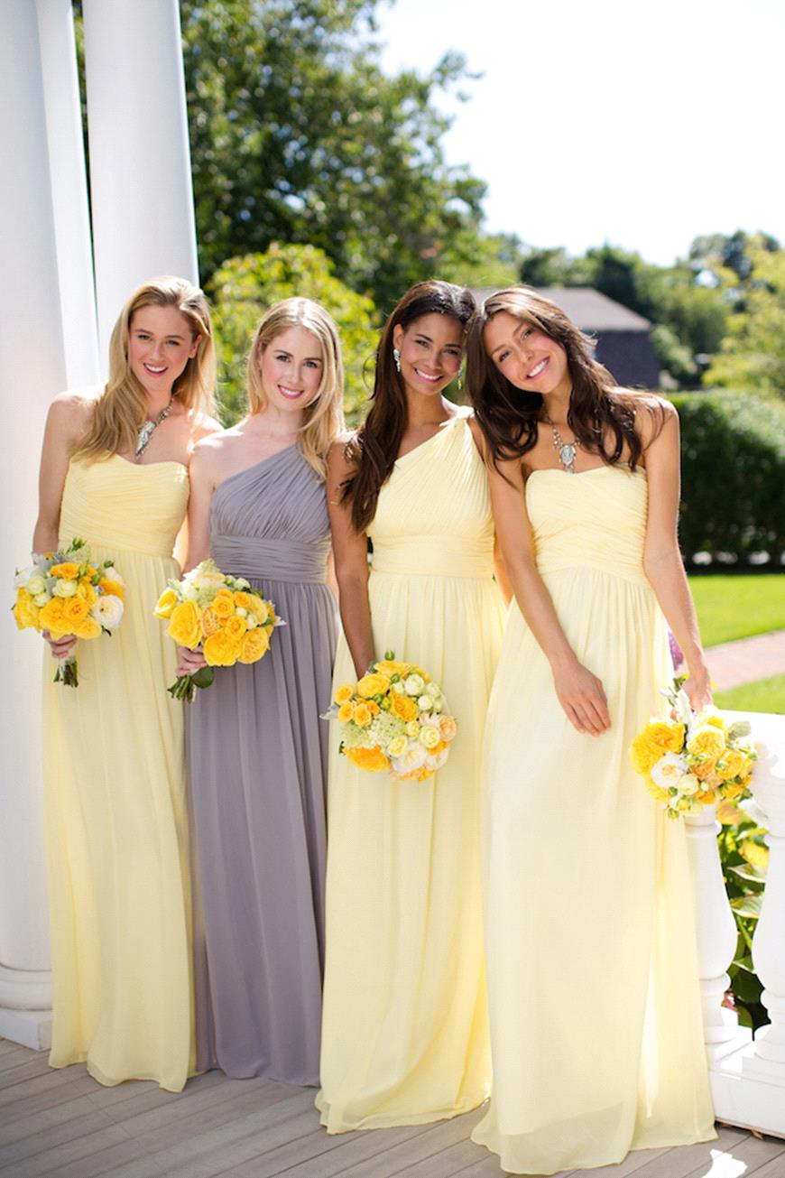 Gelbes Brautjungfernkleid online Abiballkleider Schlicht