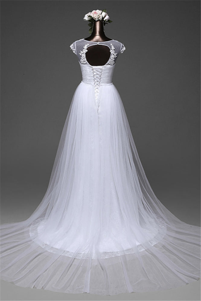 Langes Brautkleid aus Spitze im Meerjungfrau-Stil mit Tüll