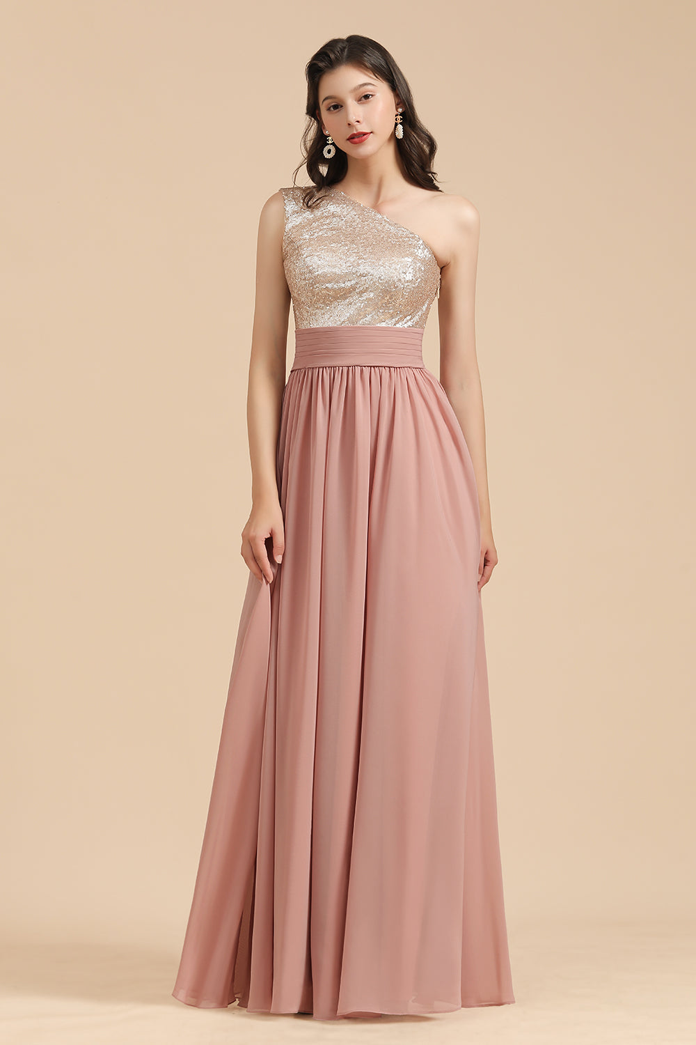 Hier können Sie Brautjungfernkleider Lang Altrosa online bei babyonlinedress.de. Chiffon Kleider Mit Glitzer für Sie zur Hochzeit gehen.