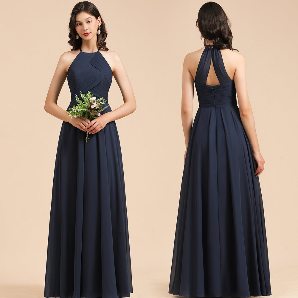 Elegant A Linie Ärmellos V Ausschnitt Ruffle Chiffon Spitze Bridesmaid Dresses