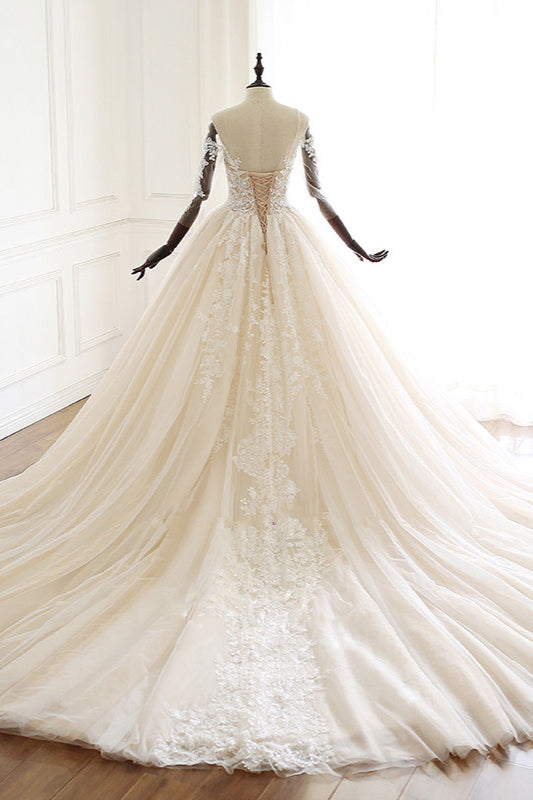 Ballkleid-Brautkleid mit 3/4-Ärmeln und Herzausschnitt