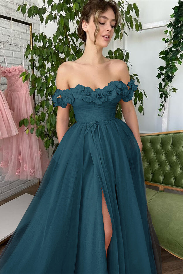 Altrosafarbenes, schulterfreies, trägerloses A-Linien-Abendkleid mit Schlitz und Tüllapplikationen