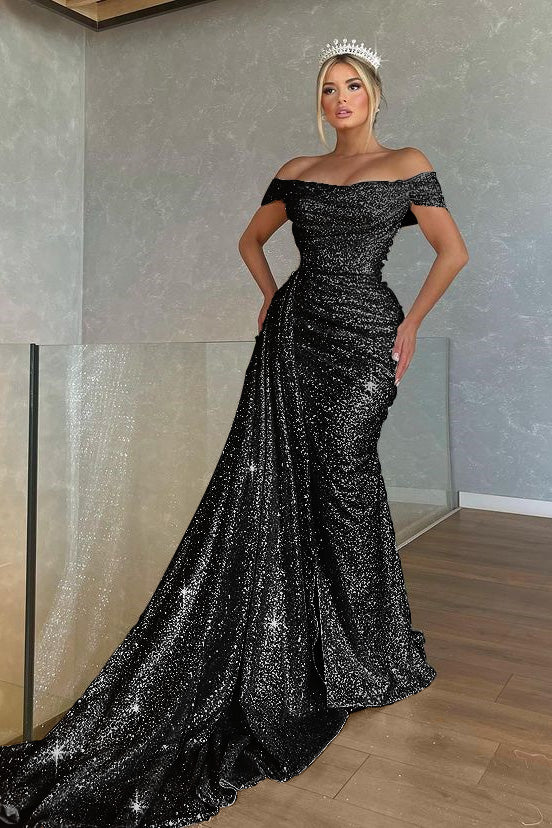 Wunderschönes schulterfreies Abendkleid im Meerjungfrau-Stil mit Pailletten