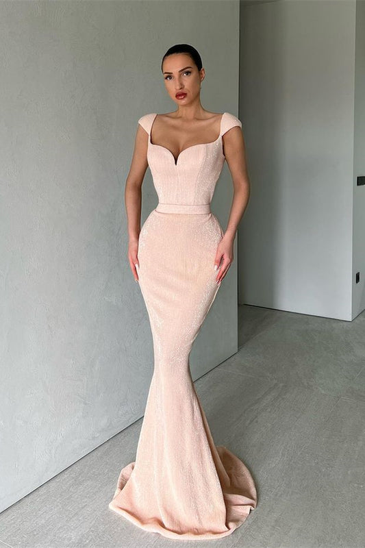 Abendkleid mit Flügelärmeln und langen Pailletten im Meerjungfrau-Stil mit Wasserfallausschnitt