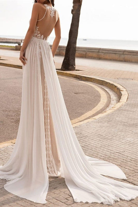 Designer Brautkleider A-Linie Hochzeitskleid mit Spitze