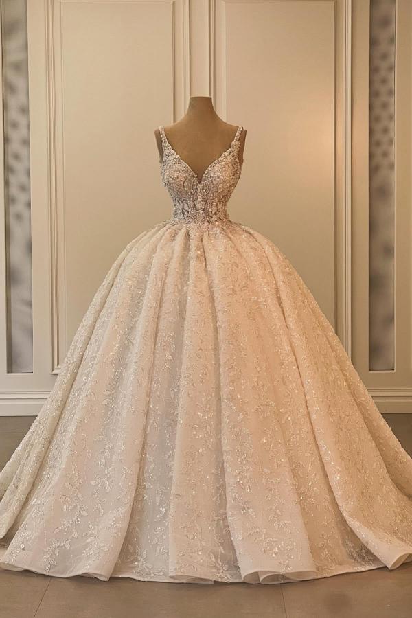 Schöne Brautkleider Prinzessin Hochzeitskleider mit Glitzer