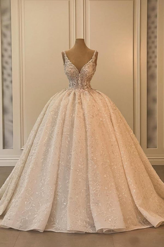 Schöne Brautkleider Prinzessin Hochzeitskleider mit Glitzer