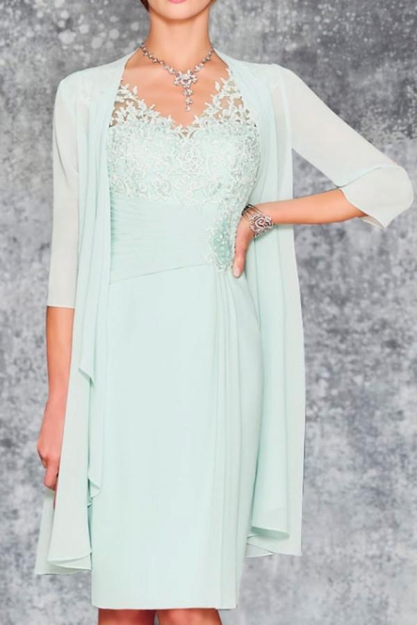 Designer Brautmutterkleider Mint Grün 2 Teilige Brautmutterkleid mit Jacket