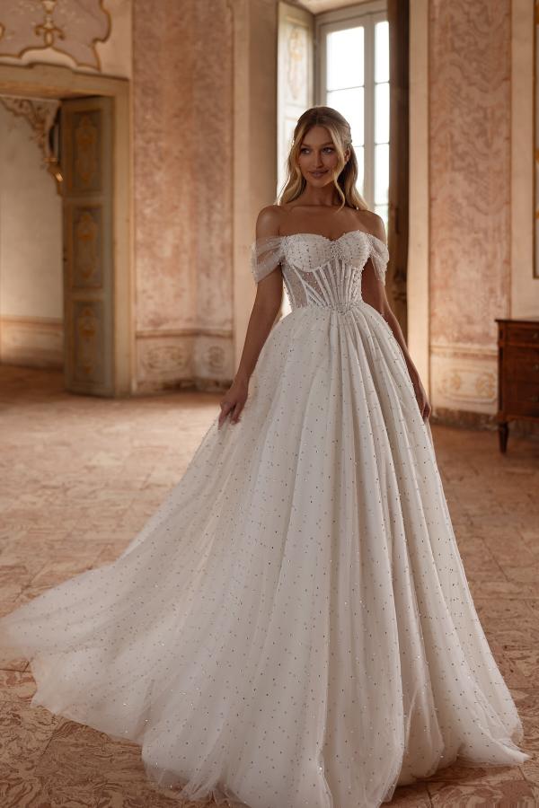 Schöne Hochzeitskleider A-Linie Brautkleider mit Glitzer