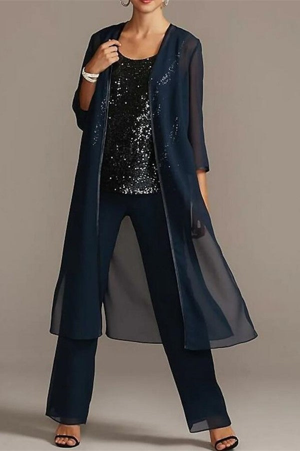 3 Teiliger Jumpsuit Brautmutter Anzug Chiffon