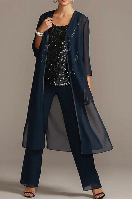 3 Teiliger Jumpsuit Brautmutter Anzug Chiffon