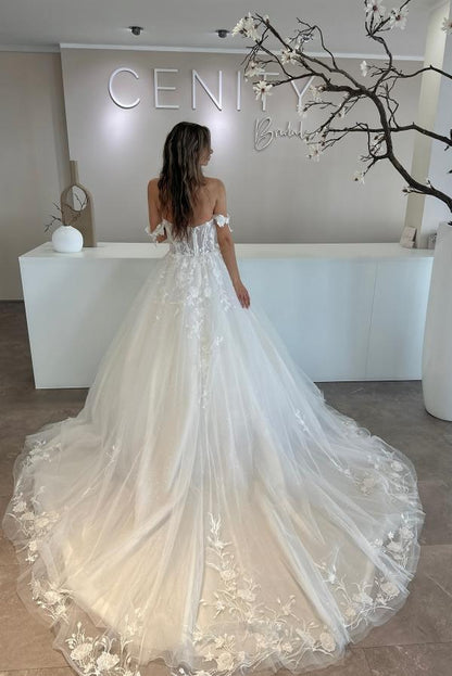 A-line wedding dress lace wedding dresses long