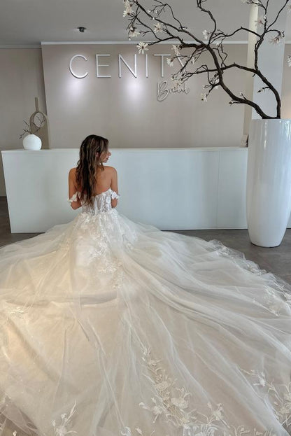 A-line wedding dress lace wedding dresses long