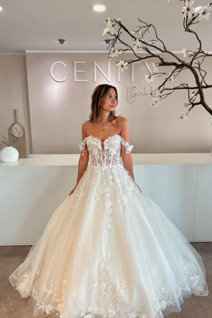 A-line wedding dress lace wedding dresses long