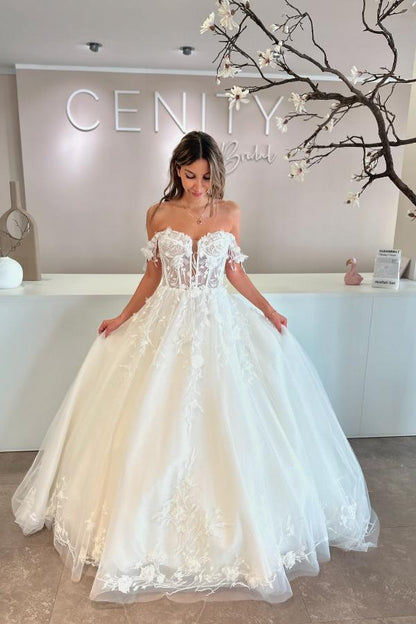 A-line wedding dress lace wedding dresses long