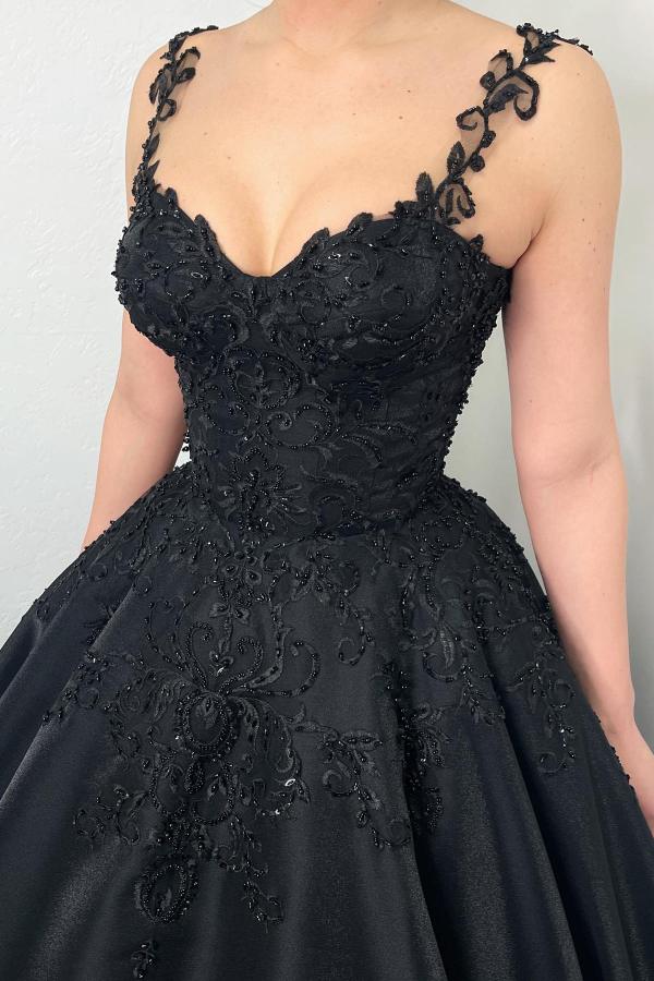 Wedding dress black A-line wedding dress made of tulle