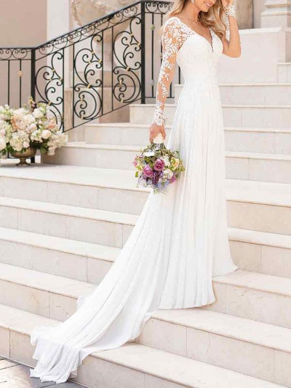 Langärmliges Brautkleid aus Spitze und Tüll