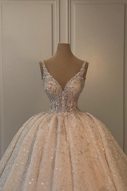 Schöne Brautkleider Prinzessin Hochzeitskleider mit Glitzer