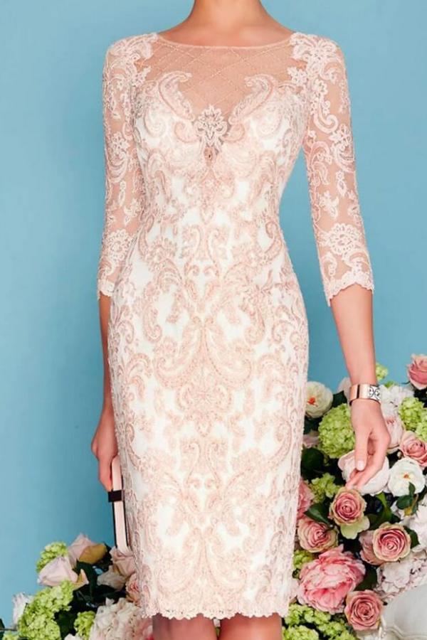 2 Teilige Brautmutterkleider Spitze Rosa Brautmutterkleid mit Jacket