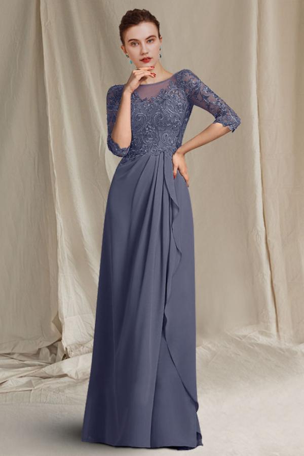 Graue Brautmutterkleider Lang Elegante Abendkleder für Mutter