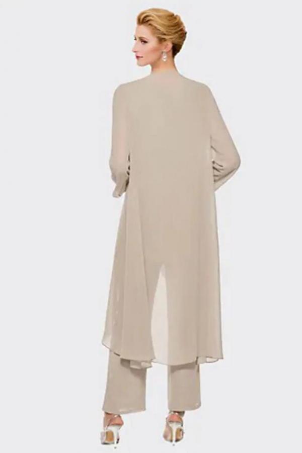 3 Teilige Brautmutterhosen Anzug Silber Brautmutterkleid mit Jacket