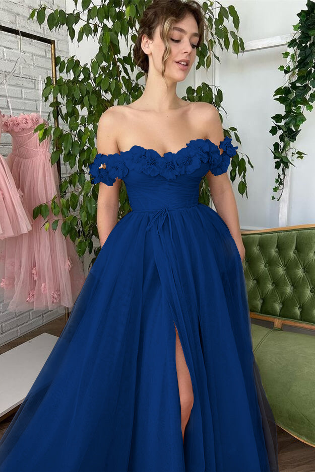 Altrosafarbenes, schulterfreies, trägerloses A-Linien-Abendkleid mit Schlitz und Tüllapplikationen