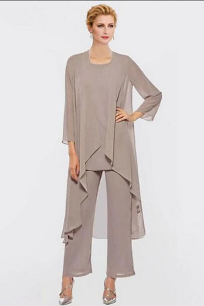 3 Teilige Brautmutterhosen Anzug Silber Brautmutterkleid mit Jacket