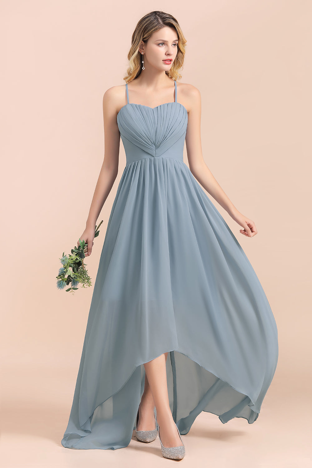 Suchen sie bei babyonlinedress.de Brautjungfernkleider Lang Blau. Chiffon Kleider Hochzeitsgäste Kleider für Sie zur Hochzeit gehen.