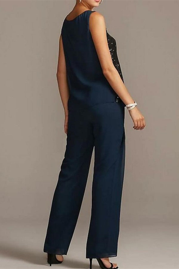 3 Teiliger Jumpsuit Brautmutter Anzug Chiffon