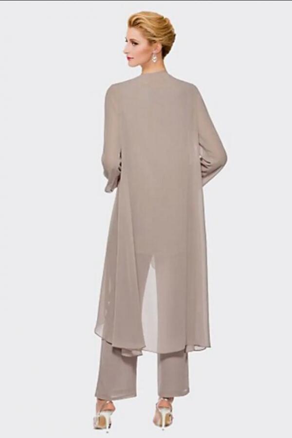 3 Teilige Brautmutterhosen Anzug Silber Brautmutterkleid mit Jacket