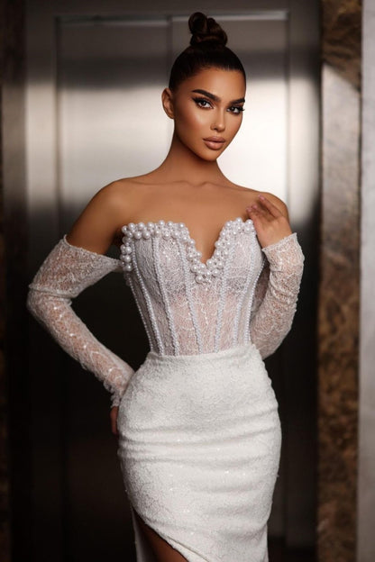 Elegant wedding dress with glitter wedding dresses white