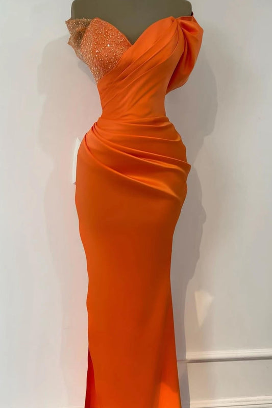 Orange Evening Dress Simple Mermaid Prom Dresses