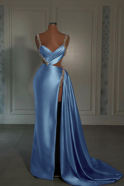 Glamouröses rosa Ballkleid mit herzförmigem Spaghettiträger und hohem Schlitz
