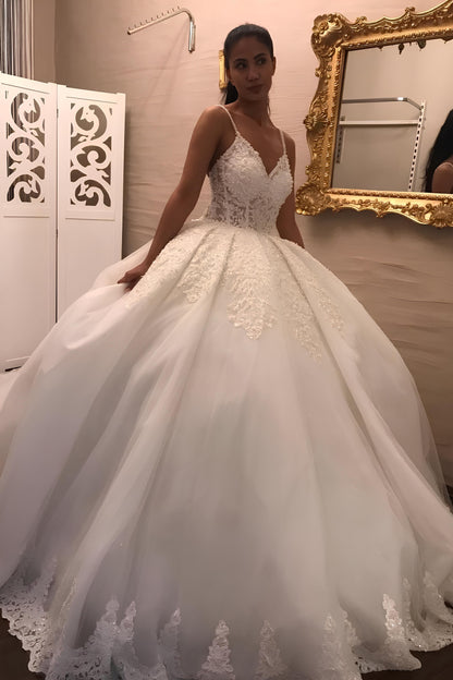 Prinzessin Hochzeitskleid mit Spaghettiträgern Ballkleider Online