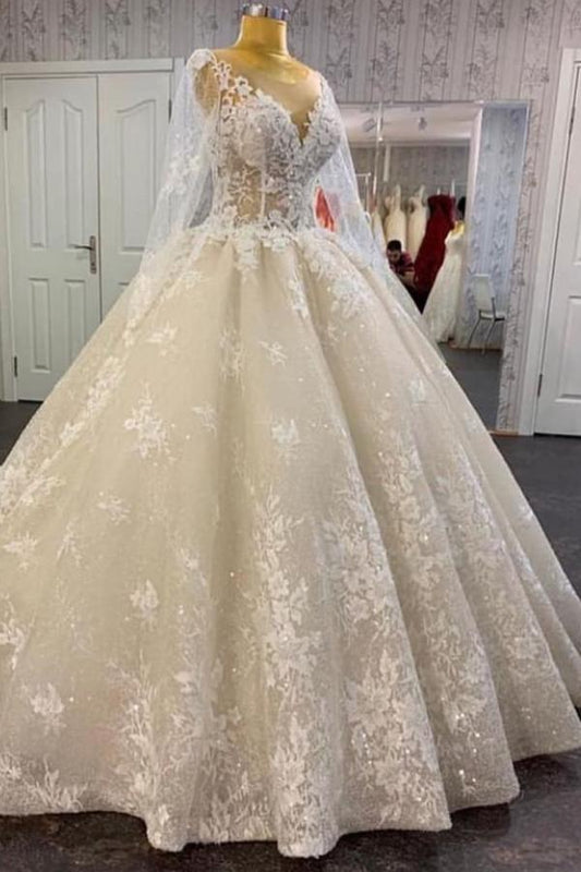Bodenlanges Vintage-Brautkleid aus Bateau-Tüll in A-Linie mit Spitzen-Pailletten-Applikationen