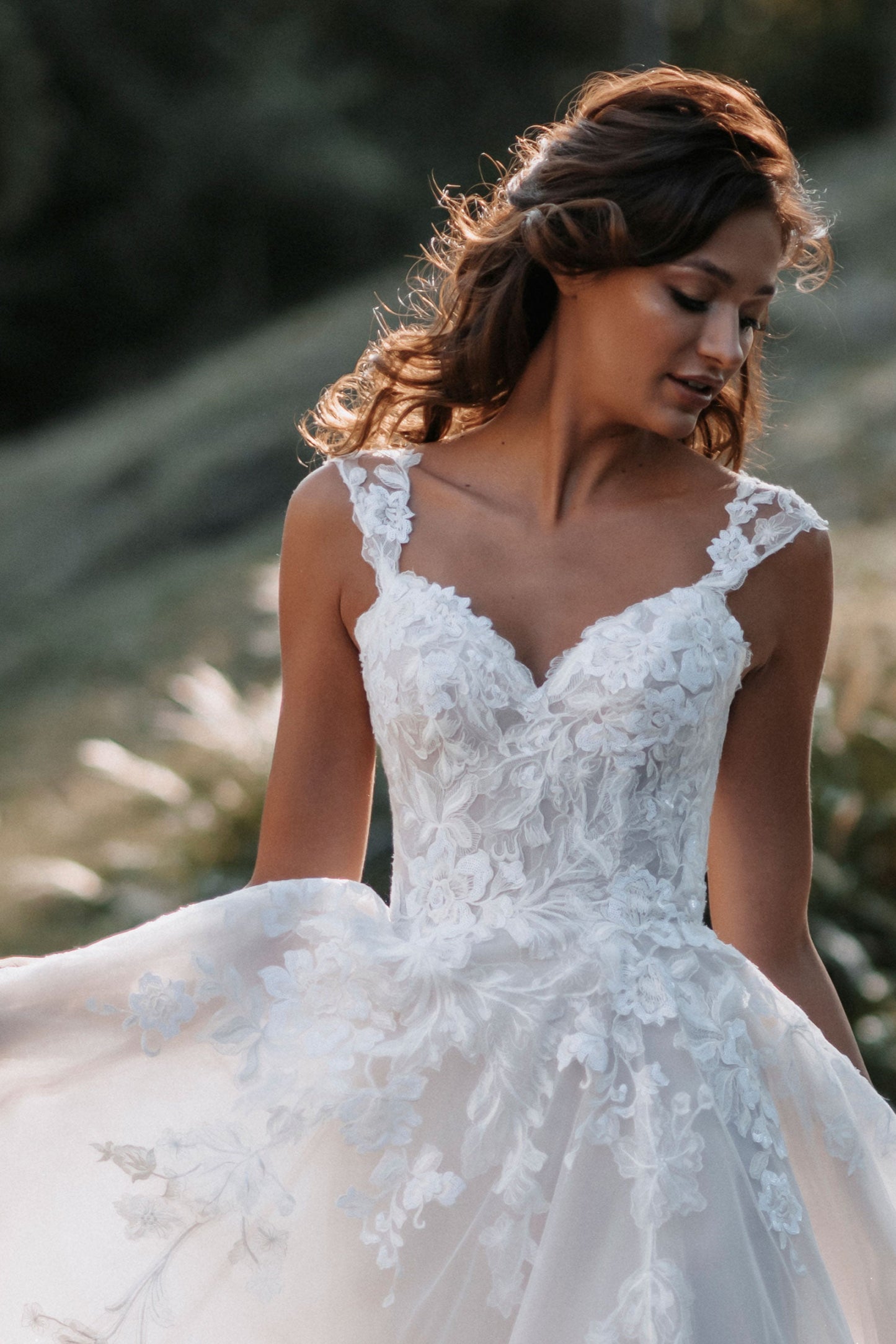 Schönes Hochzeitskleid A-Linie Brautkleid aus Tüll