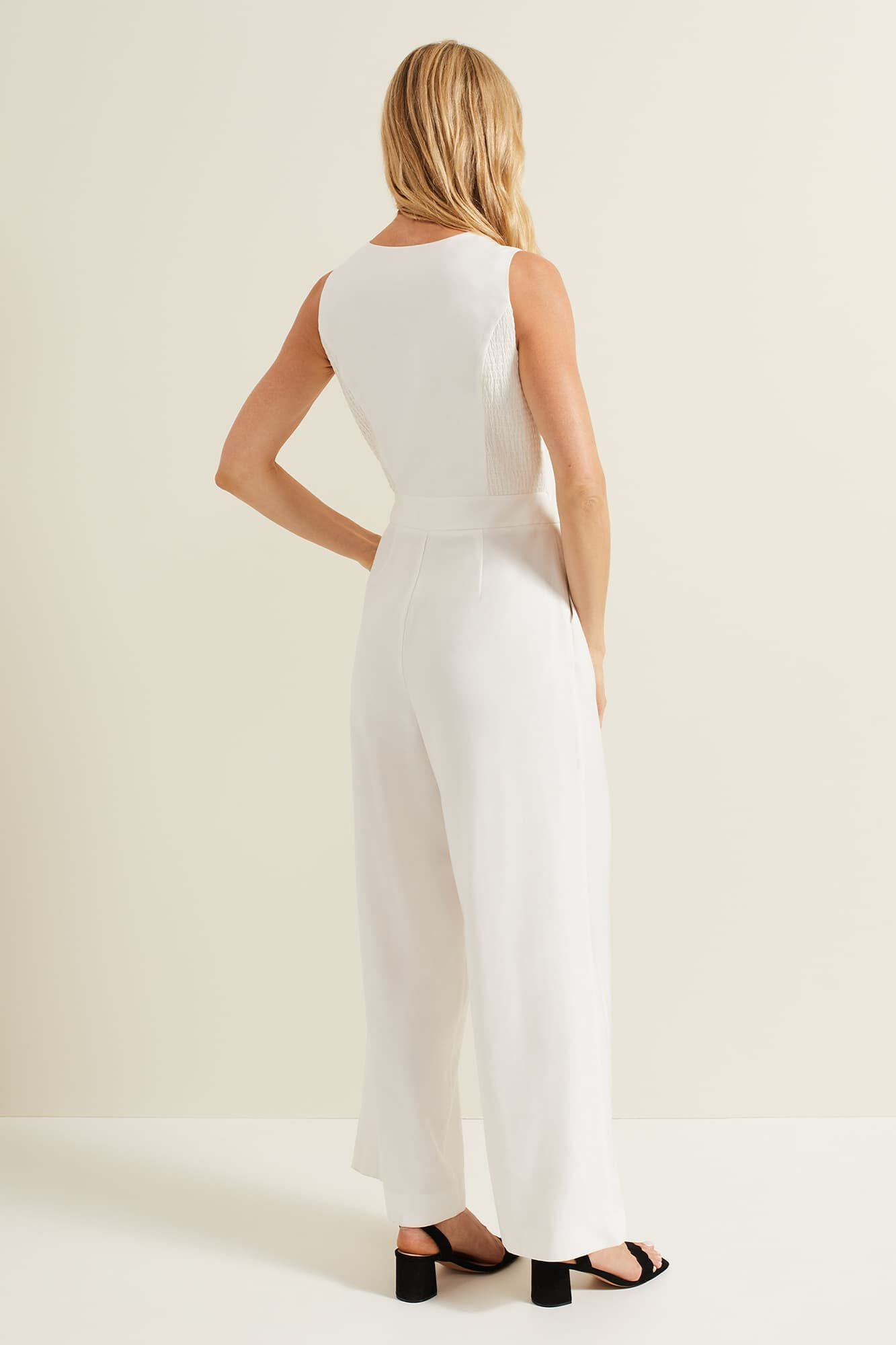 Damenmode-Overall mit weitem Bein, weiß, modisch, ärmellos, sexy, V-Ausschnitt