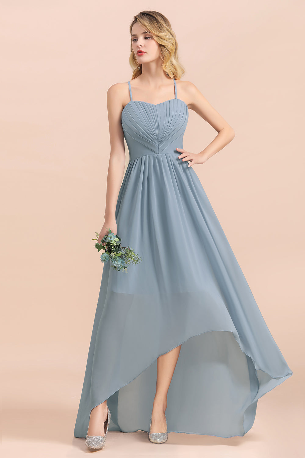 Suchen sie bei babyonlinedress.de Brautjungfernkleider Lang Blau. Chiffon Kleider Hochzeitsgäste Kleider für Sie zur Hochzeit gehen.