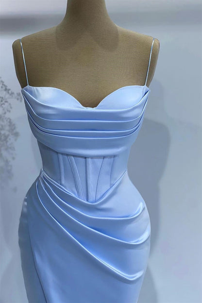 Babyblaues, herzförmiges Meerjungfrau-Abschlussballkleid mit Spaghettiträgern online